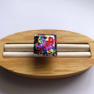 Colourful Resin Ring Small : Red, Purple, Gold, Black, Green, Peach, Navy Blue